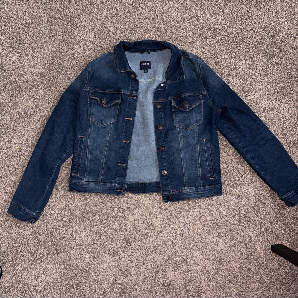 Curve Appeal size large blue denim long sleeve cropped jean jacket